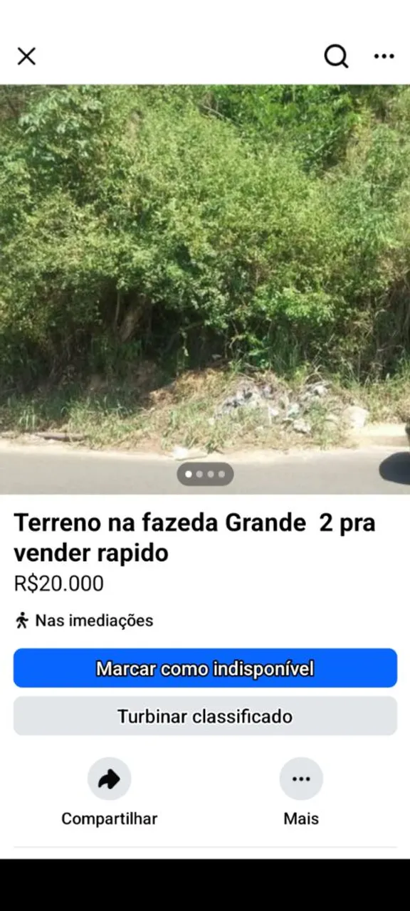 Terreno em fazenda grande próximo a pedra do senhor