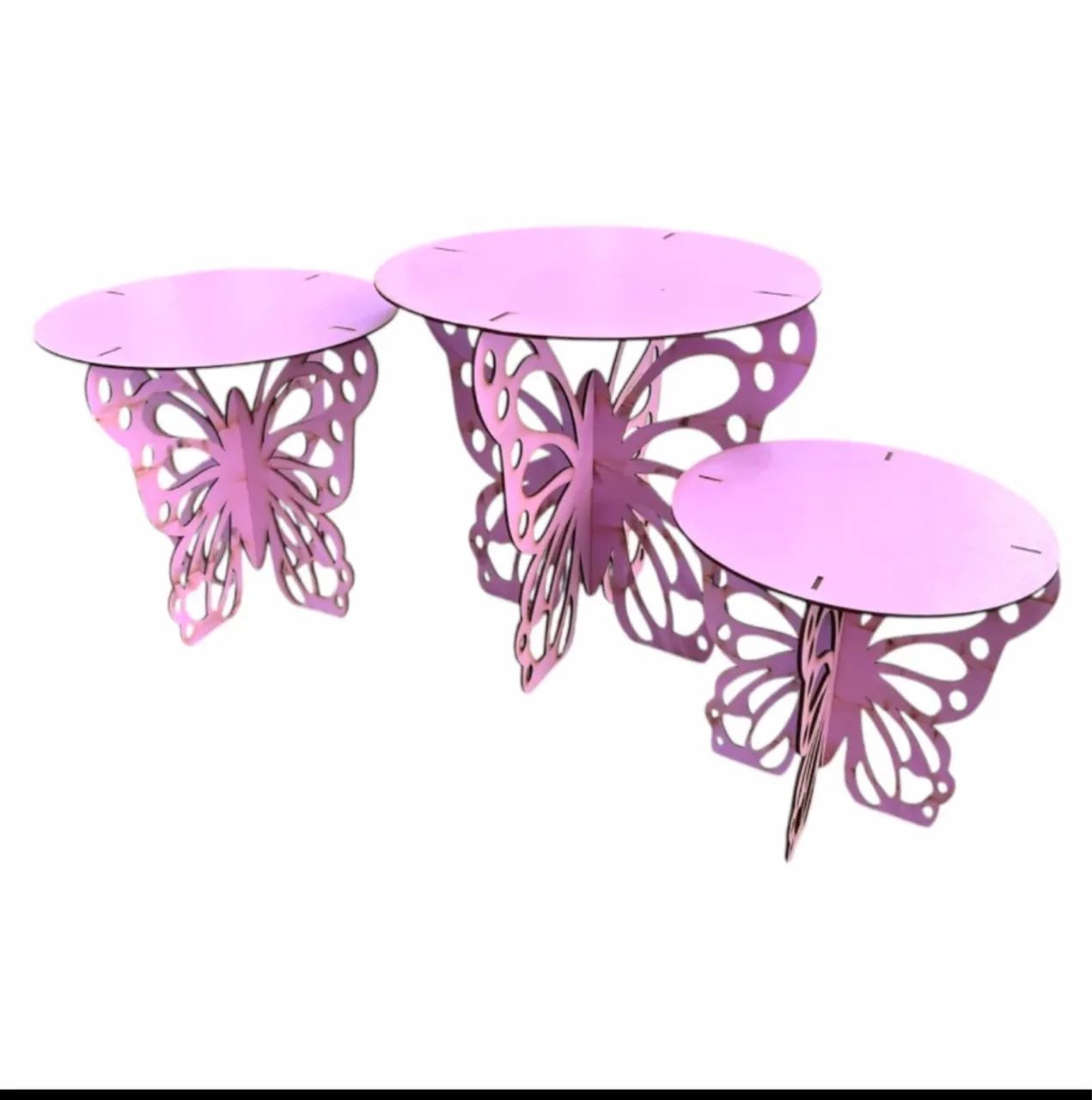 Trio boleira borboleta MDF na cor lilás 
