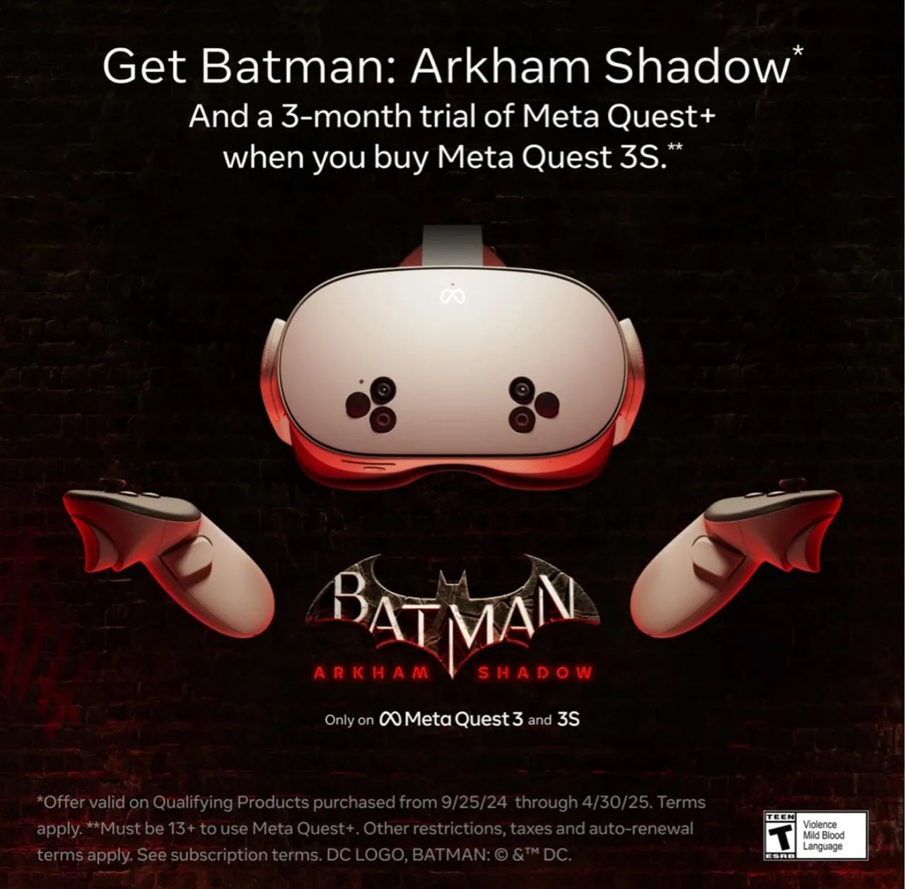 Óculos de Realidade Virtual Meta Quest 3S 128GB  Batman: Arkham Shadow  - Foto 4