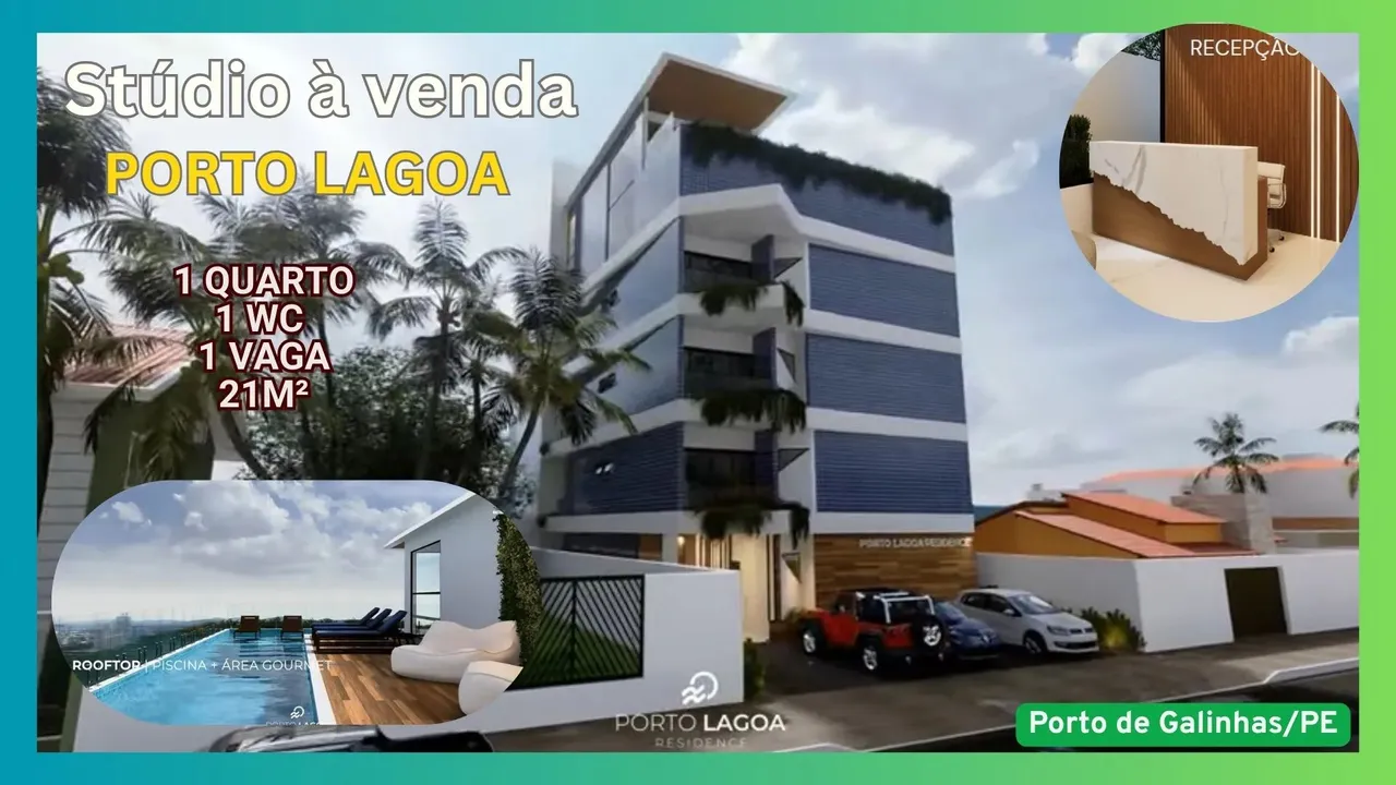 Studio à venda no Porto Lagoa em Porto de Galinhas - Ipojuca/PE 1 quarto 1 wc 1 vaga 21m²