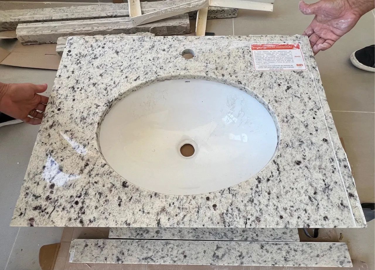 Cuba de Granito branco com Pia Oval para Banheiro - Cubas e Pias - Vila ...