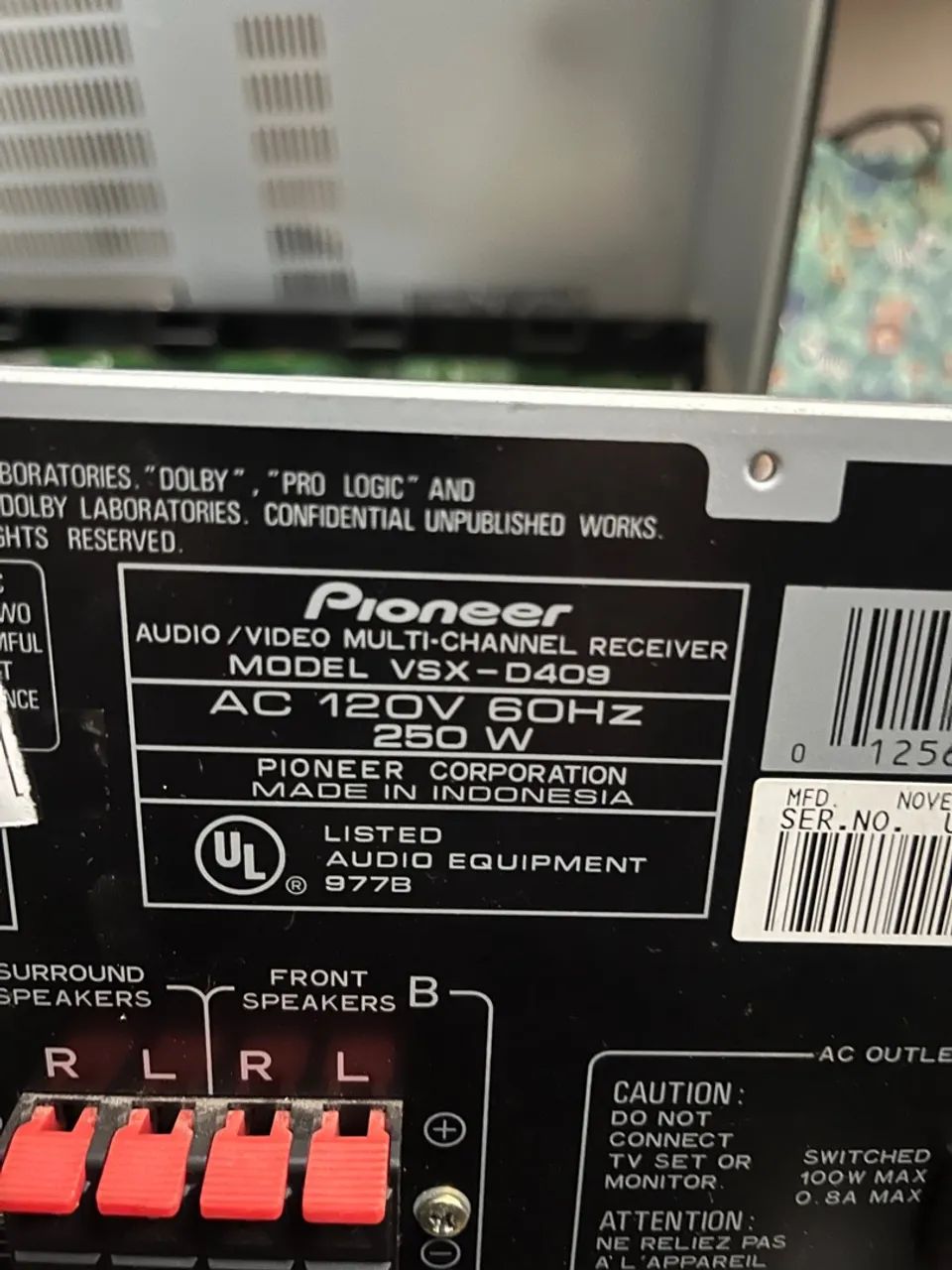Receiver Pioneer VSX-D409 não funciona - Foto 2