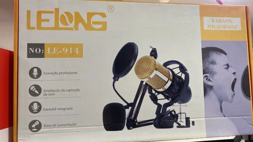 Microfone Condensador Braço Articulado + Acessorios Lelong Le-914 Loja Coimbra -Entregamos