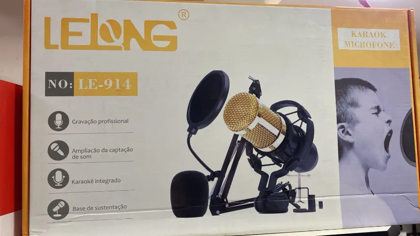Microfone Condensador Braço Articulado + Acessorios Lelong Le-914 Loja Coimbra -Entregamos