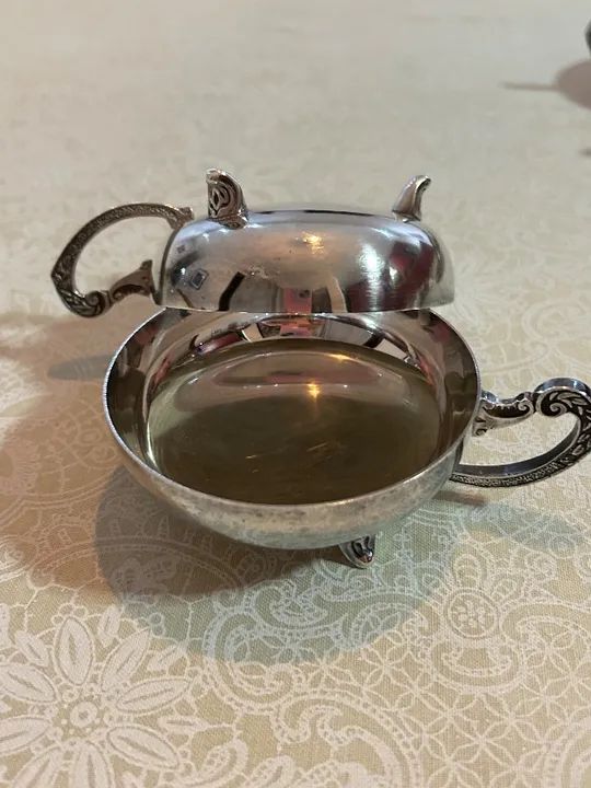 Jogo taças sobremesa prata com colher - Foto 4