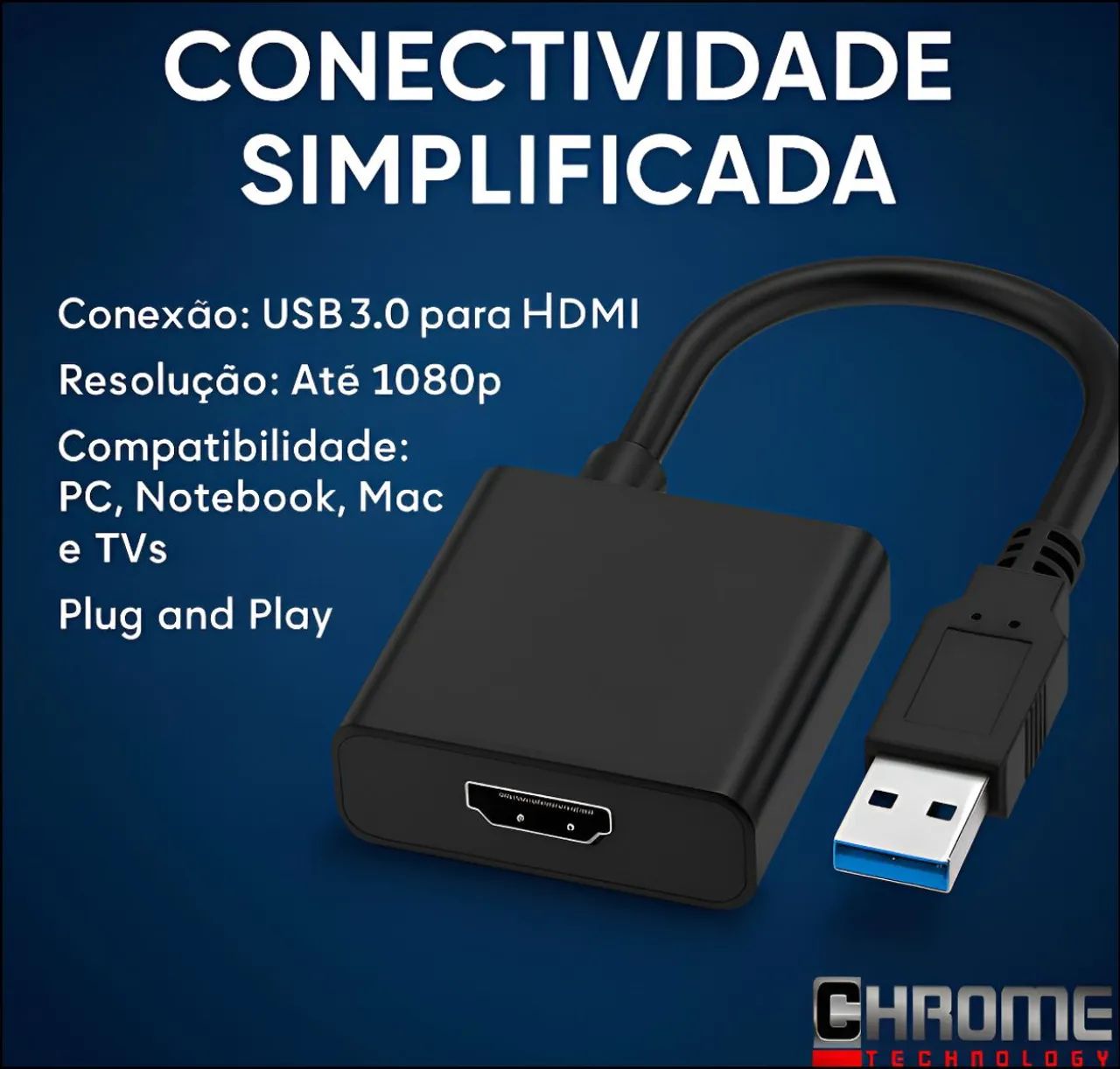 Adaptador Conversor Usb Para Hdmi Usb 3.0 Multitela Hdmi 1080p - Foto 3