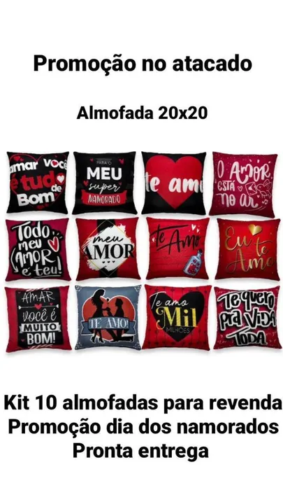 Kit 10 Almofadas Dia dos Namorados promoção atacadista