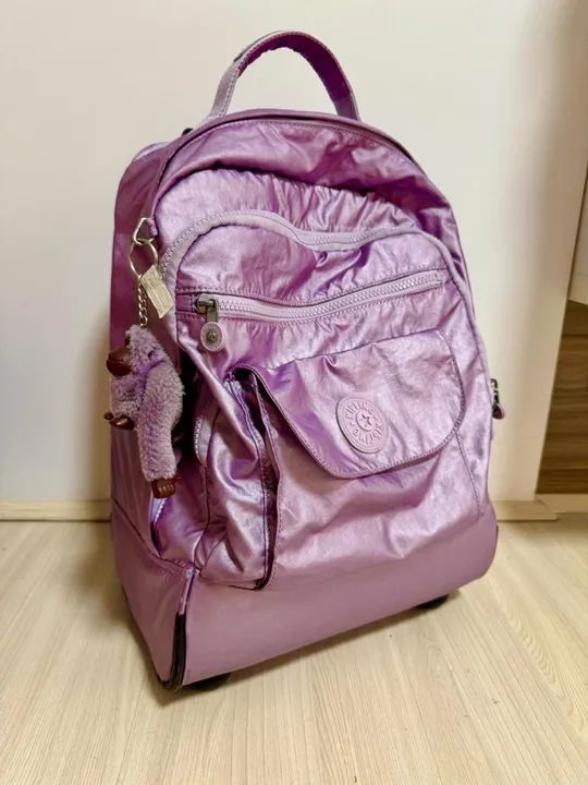 Mochila Kipling Roxo com Rodinhas - Foto 5