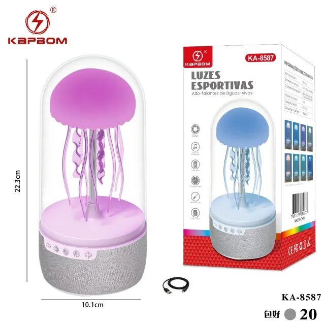 Caixa De Som Bluetooth Agua-Vivas Kapbom KA-8587 Com LED - Foto 2