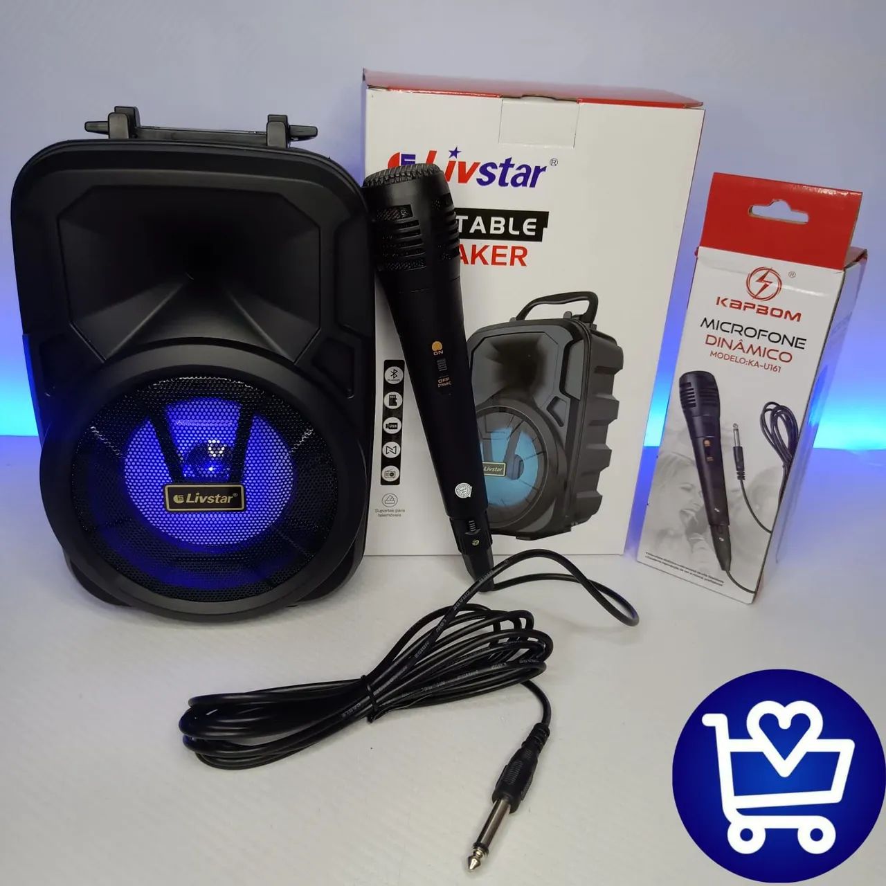 Caixa de Som Portátil Bluetooth Livstar com Microfone - Foto 3