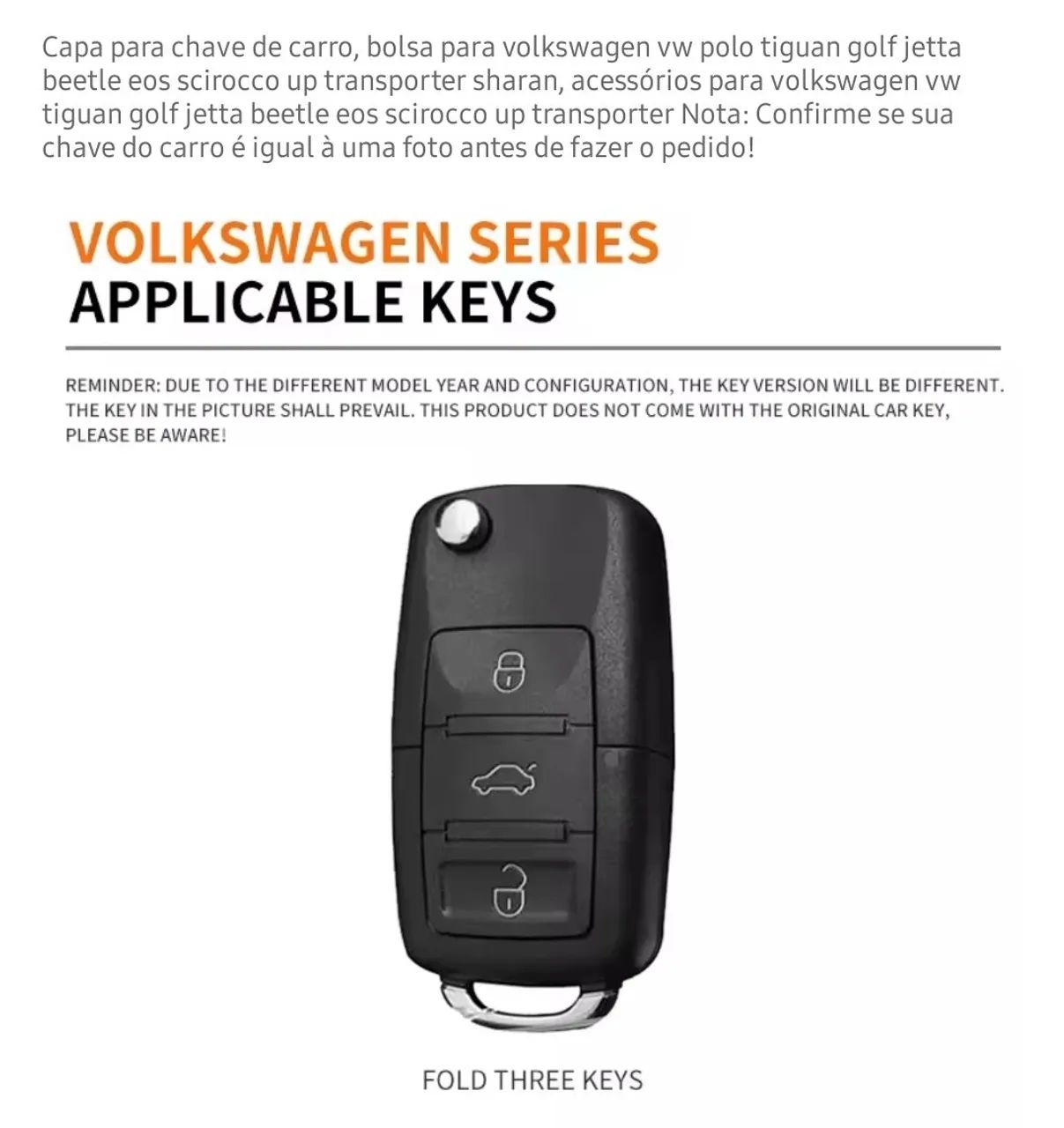 Capa Chave VW Golf 7 - Cinza - Foto 3