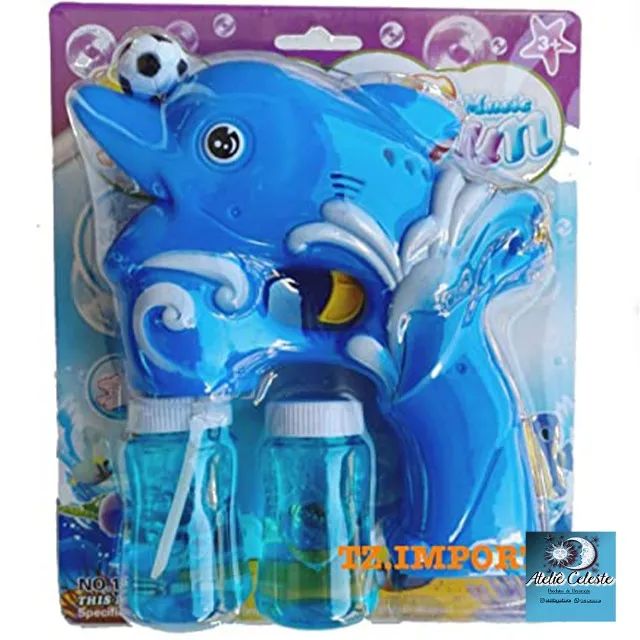 Brinquedo Lança Bolhas De Sabão C/ Led Pistola C/ Agua sabão à pilha com luz de led. - Foto 2