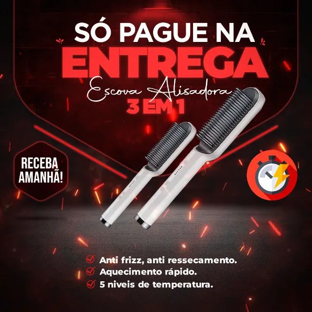 Escova Alisadora 3 em 1 - Pague somente quando receber o produto!