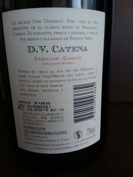 Oportunidade Vinho D.V. Catena Blanco Histórico Original - Foto 3