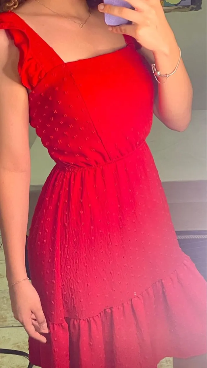 Vestido na altura dos joelhos Vermelho vivo