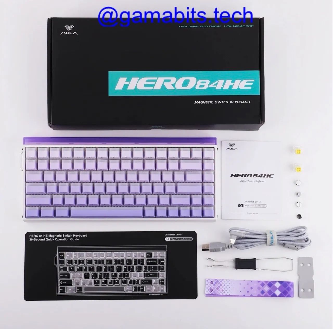 AULA HERO 84HE Hall Effect White Purple Gradient