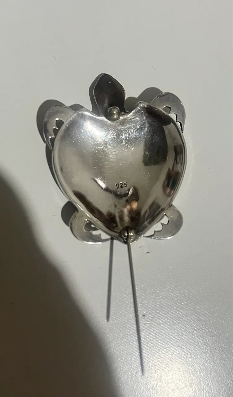 BROCHE TARTARUGA EM PRATA 925 E ABALONE MEDINDO 5X3.5 CENTÍMETROS  - Foto 4