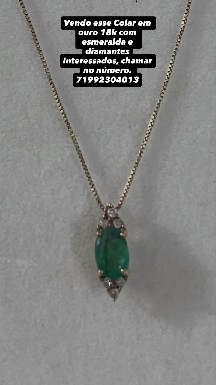 Colar de esmeralda com diamante - Foto 3