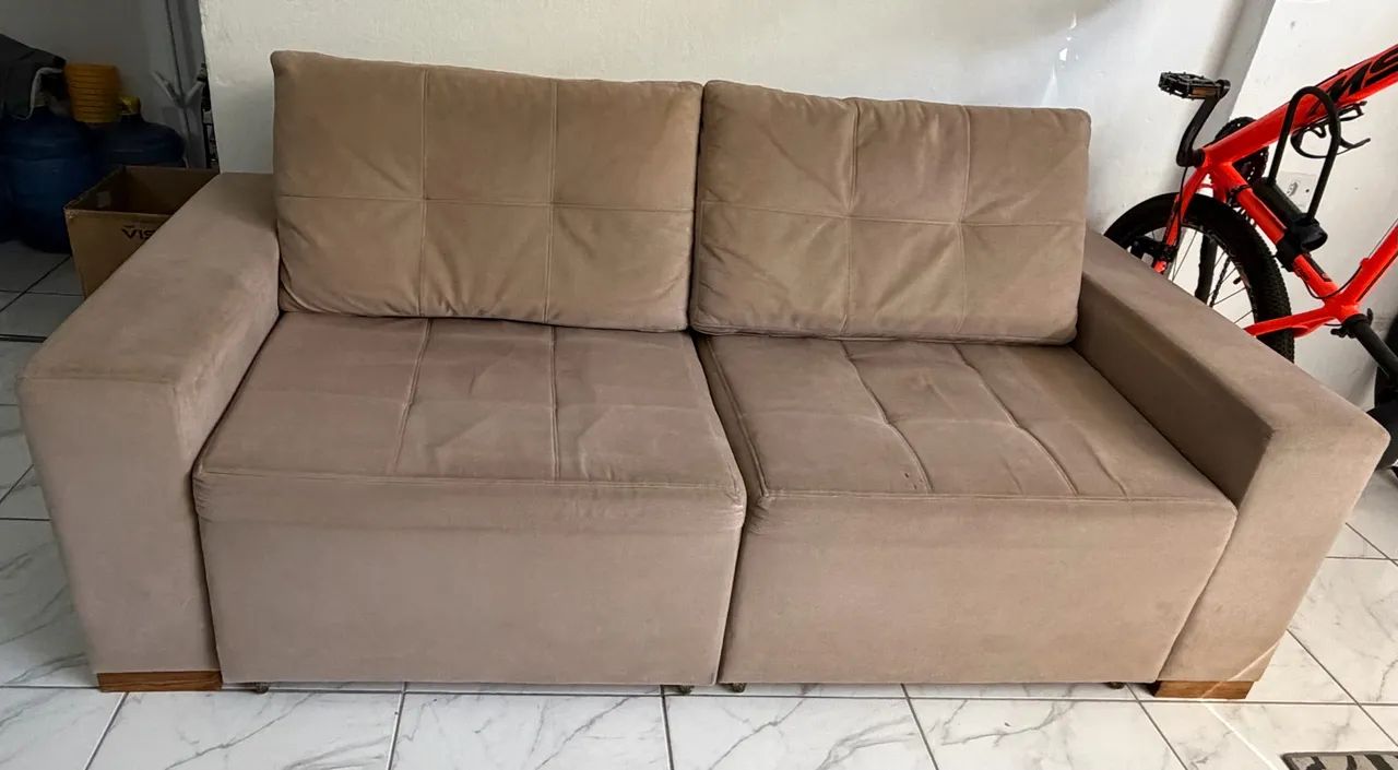 Sofá Retrátil Bege - Foto 4