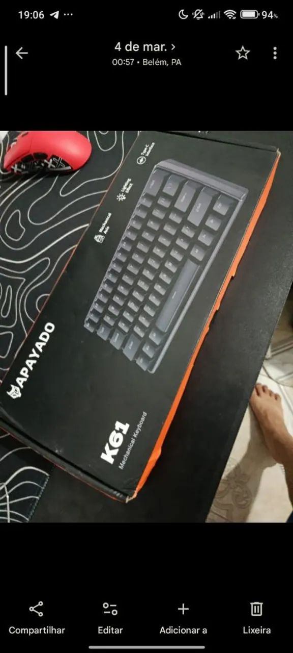 Teclado mecânico apayado k61 branco  com led  - Foto 2