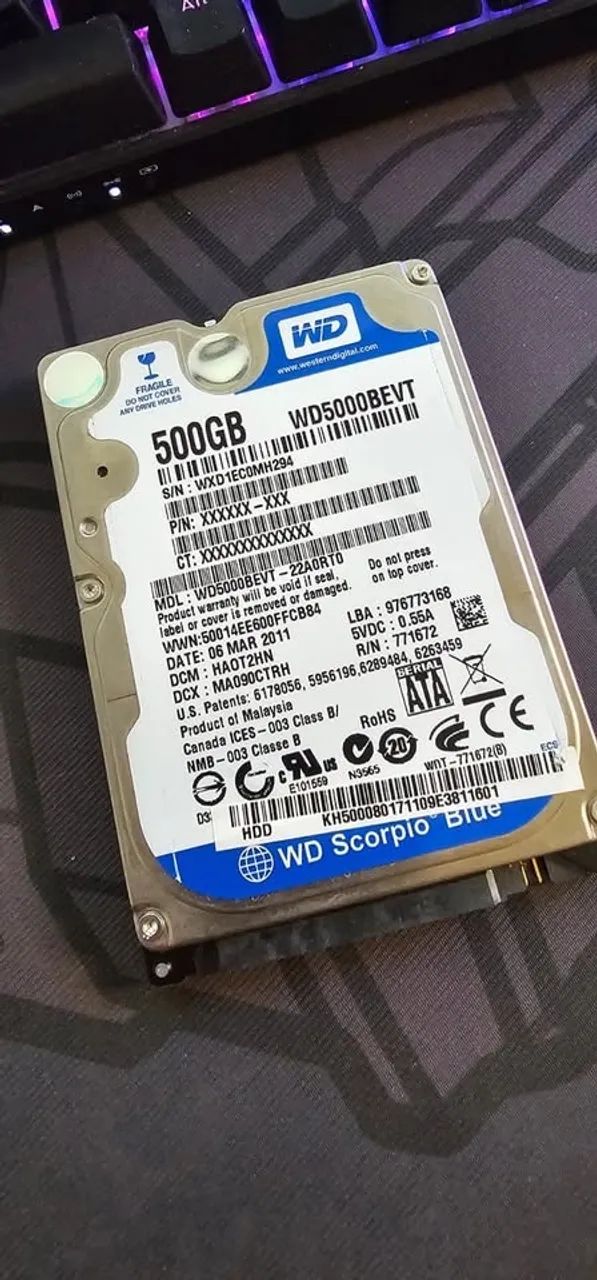 HD Western Digital 2.5 Polegadas 500gb