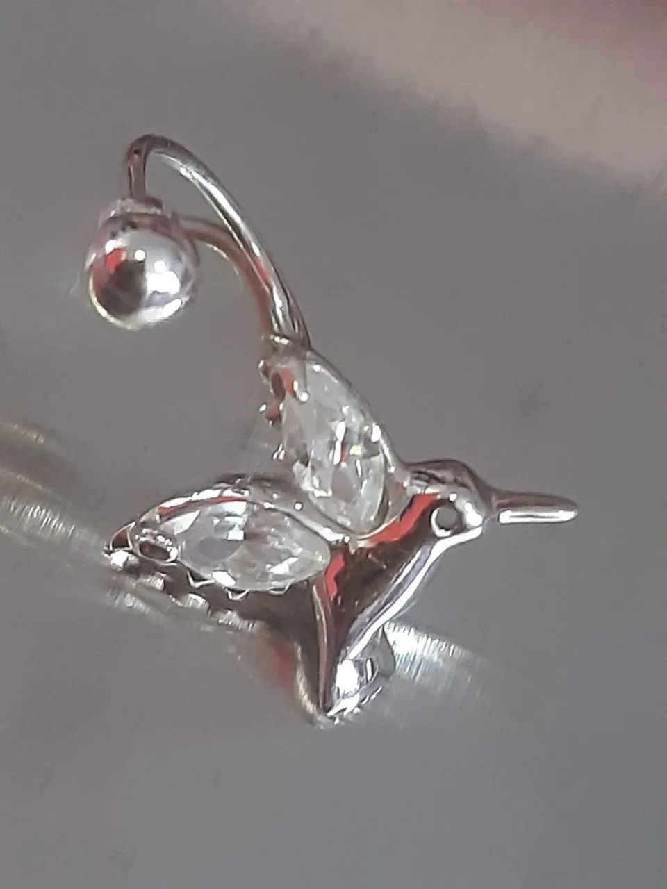 Piercing  beija-flor  ouro branco 18k 750 0,9g