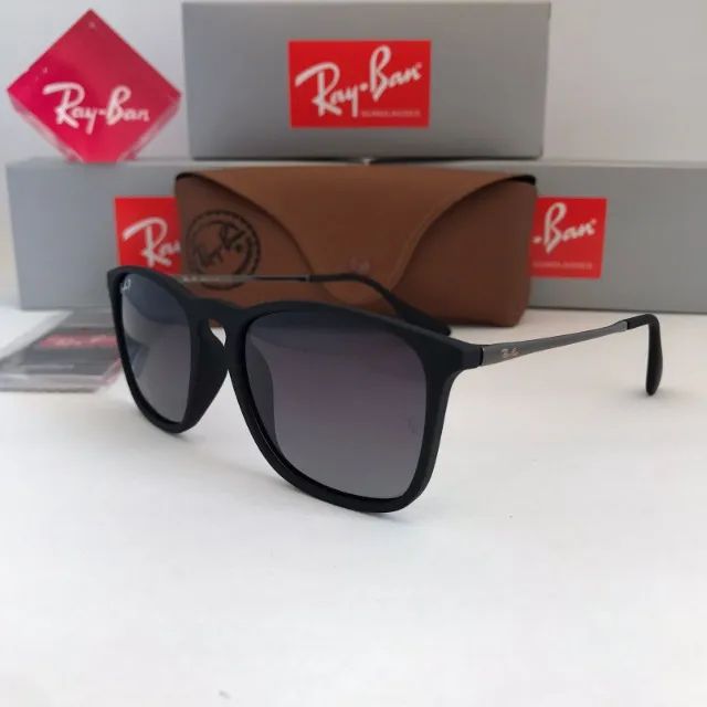 oculos de sol ray ban chris black lentes polarizadas - Foto 3