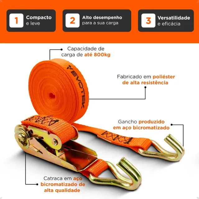 Cinta Catraca Amarração Carga 800kg 4,6 Metros