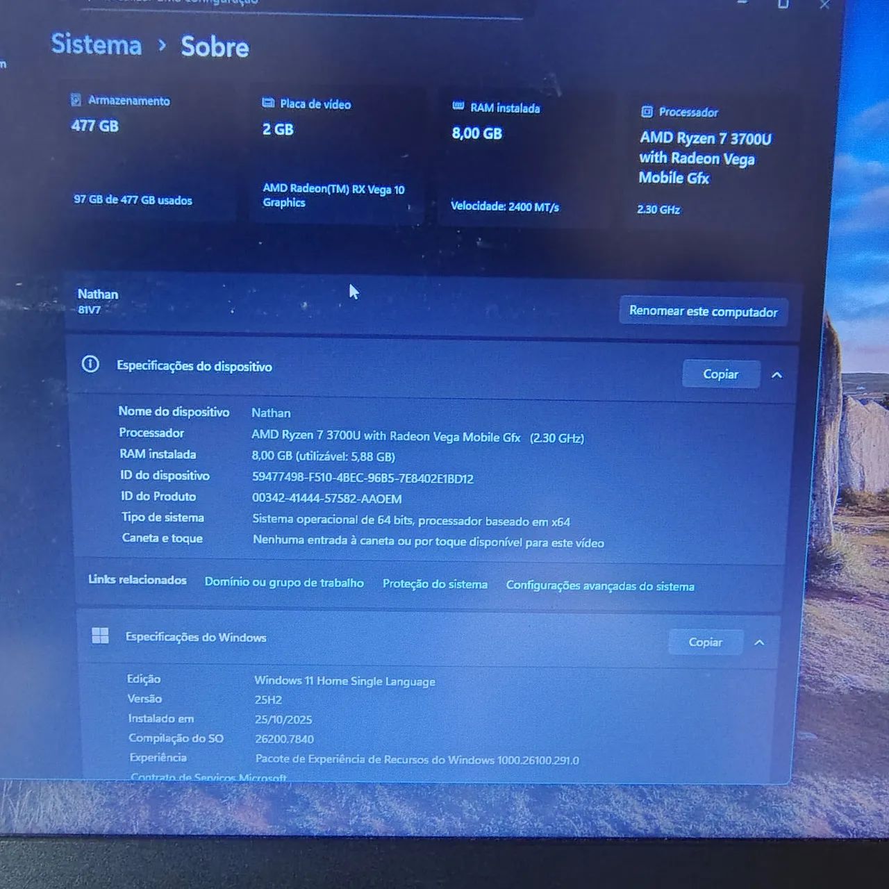 Notebook IdeaPad S145 Ryzen 7