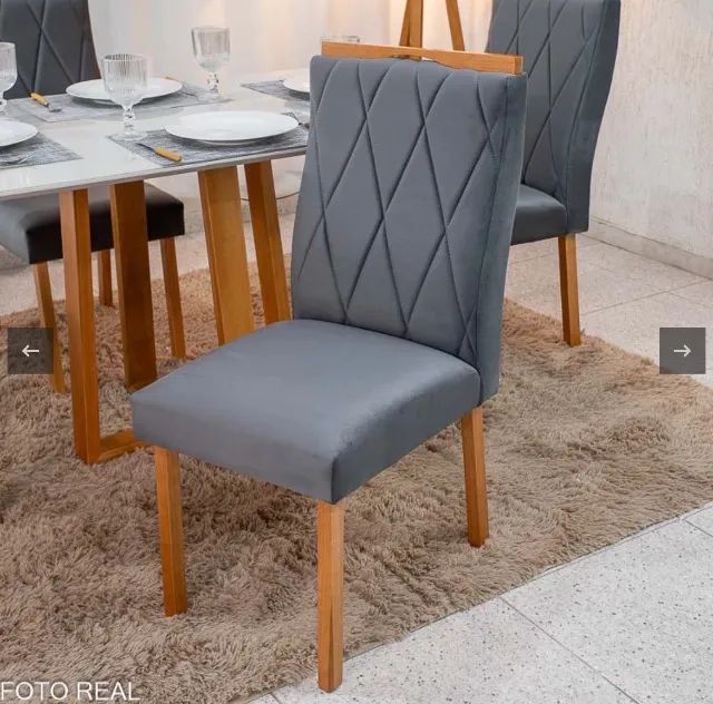 Conjunto de Jantar Essenza 120 com 4 Cadeiras Veludo Cinza - Foto 2