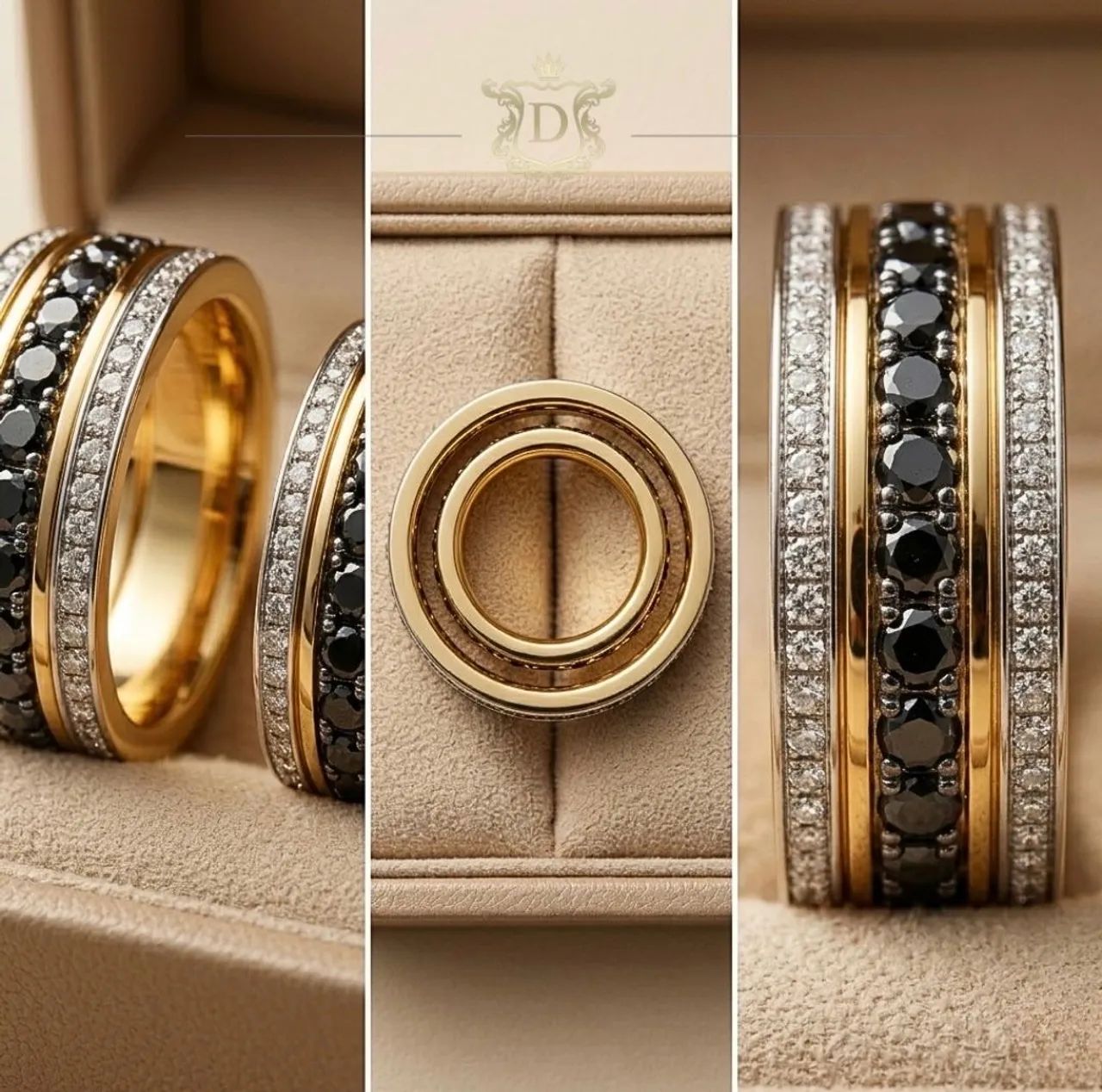 Par de Alianças Diamond Two Tone em Ouro 18K 750 - Foto 2