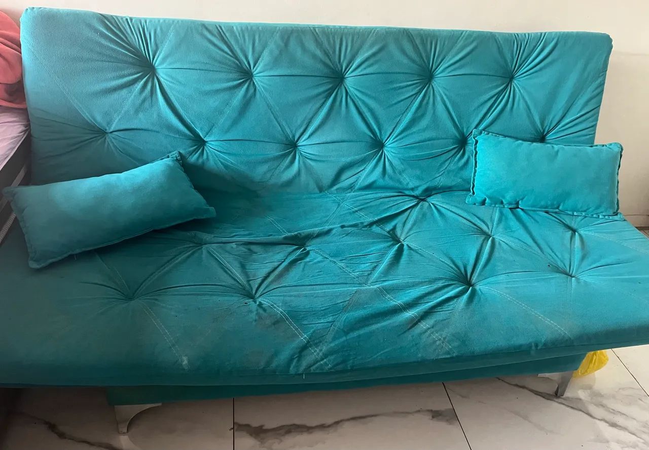 Sofá-cama Azul Turquesa - 3 lugares