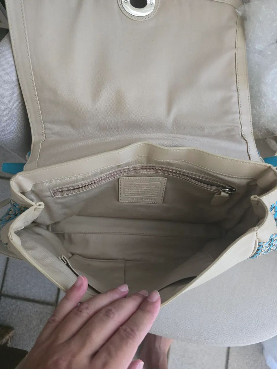 Bolsa Coach azul e bege original - Foto 5