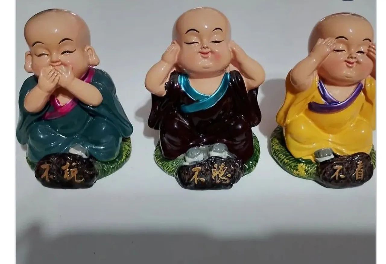 Kit com 3 mini Budas e uma Mandala em madeira - Foto 5
