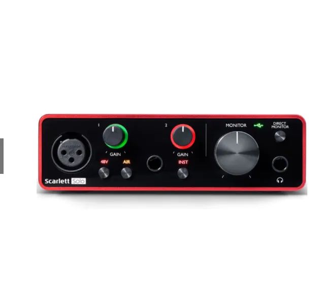 Interface de Áudio Focusrite Scarlett Solo 3a Geração USB-C 24-Bit