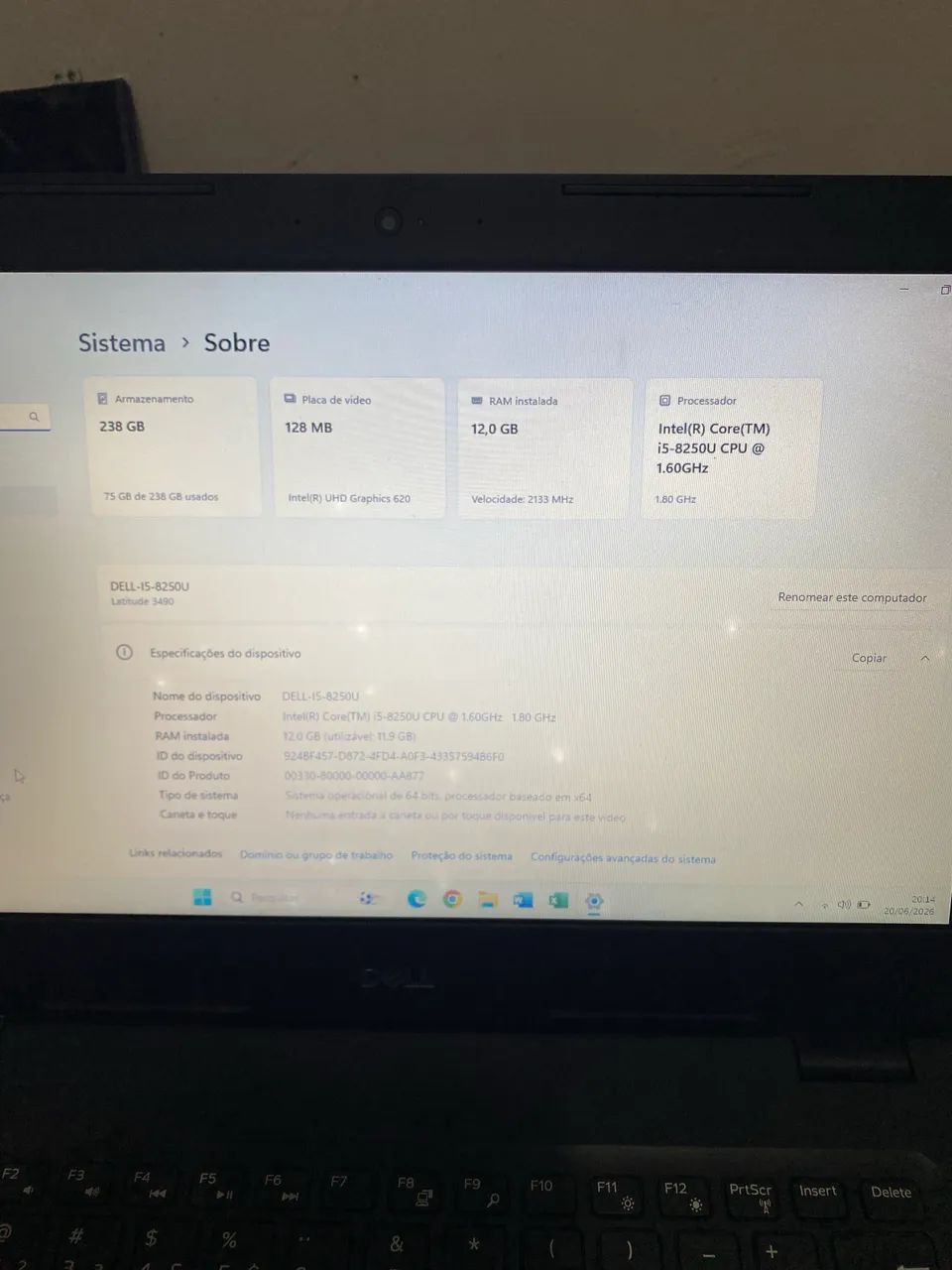 DELL I5-8250U 8ª geração  - Foto 3