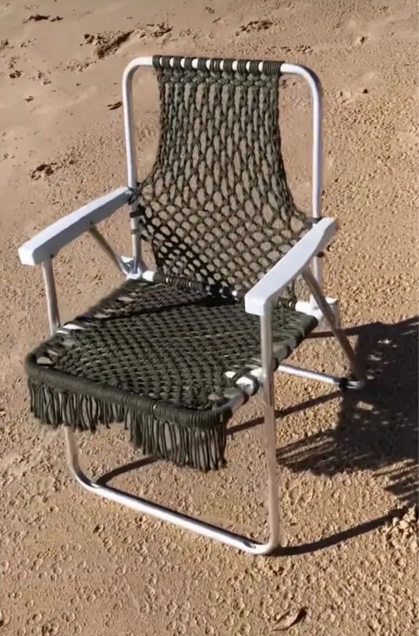 Cadeira de praia em macramé  - Foto 3