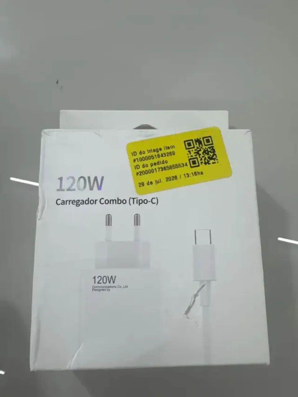 CARREGADOR USB 120W COM CABO TIPO C