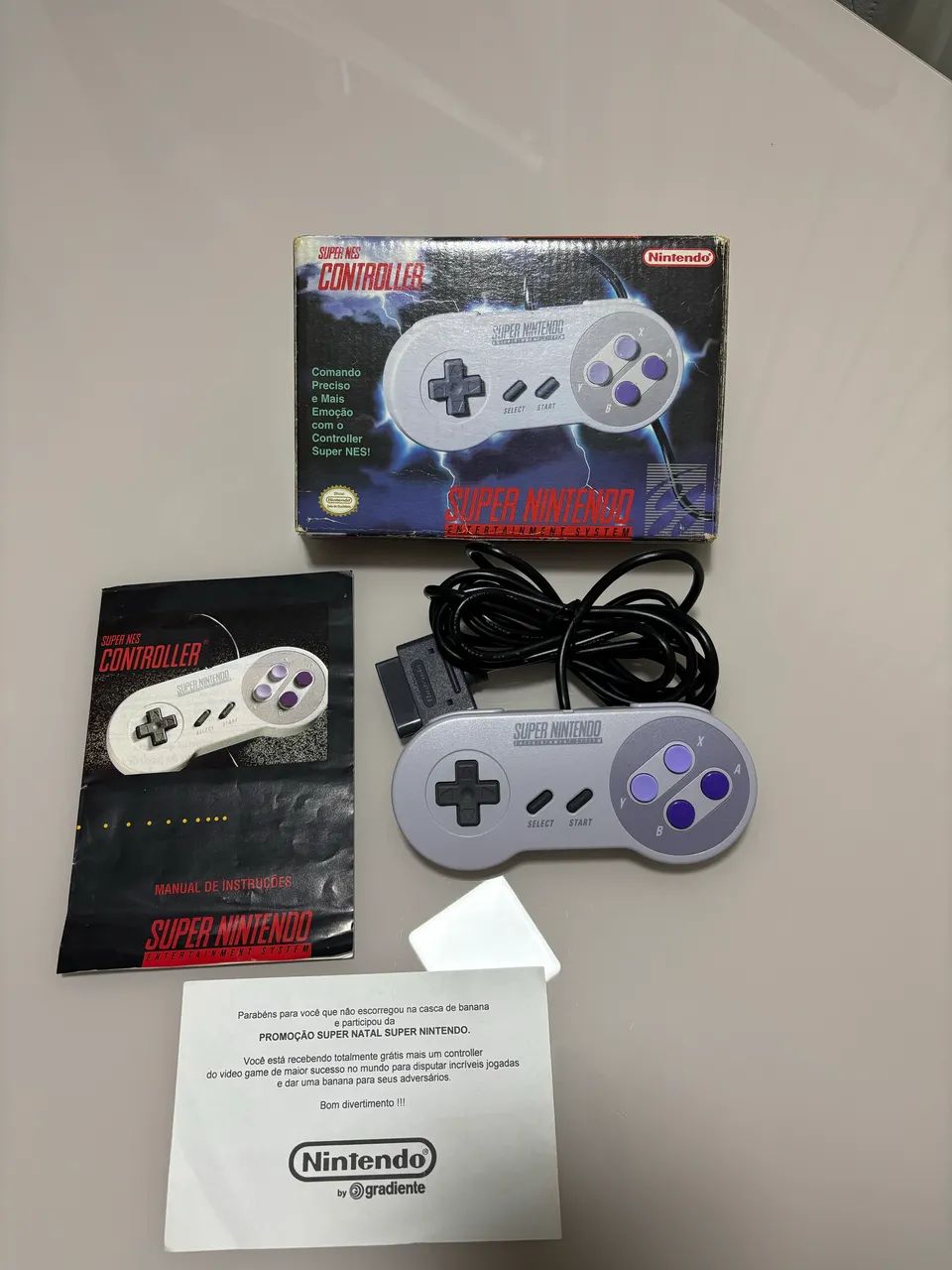 Controle original Super Nintendo com caixa e manual completo 