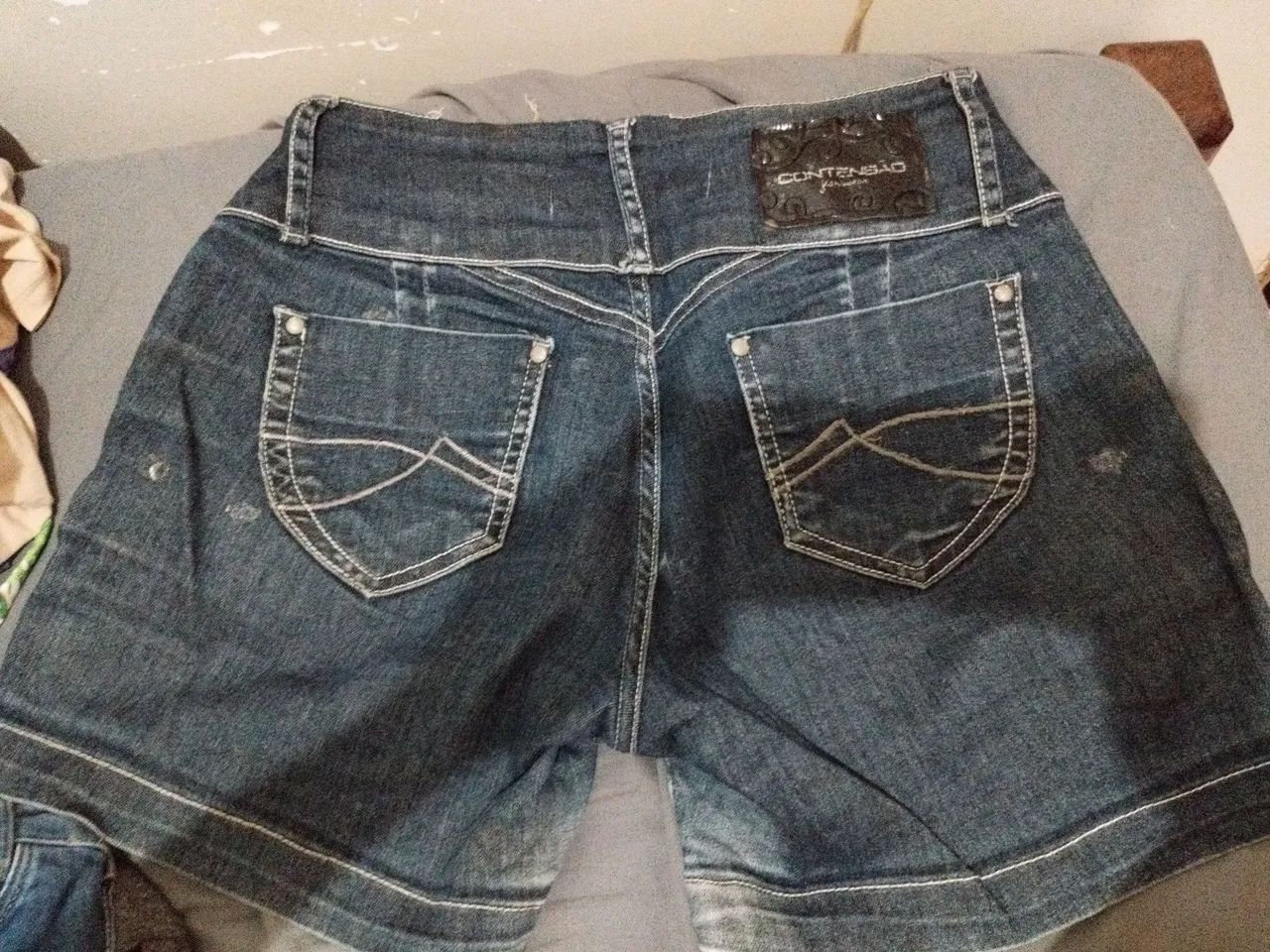 Short jeans curto preto 42 pequeno  - Foto 2
