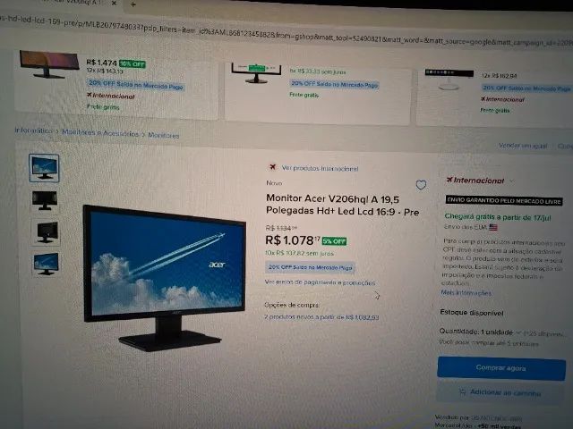 Monitor ACER V206 HQL 19,5 polegadas Painel LCD - Foto 4