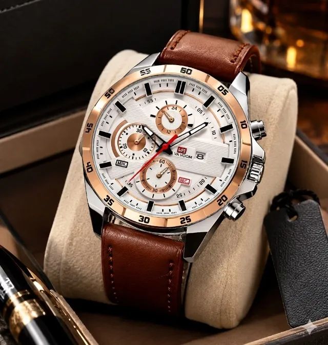 Relógio Masculino Pulseira de Couro 