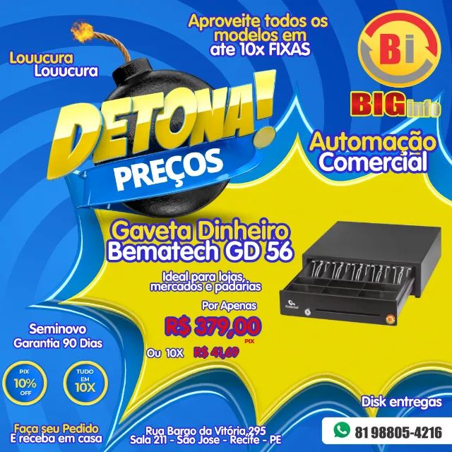 Gaveta De Dinheiro Bematech Gd-56m Automática Preta - Em ate 10x Fixas 