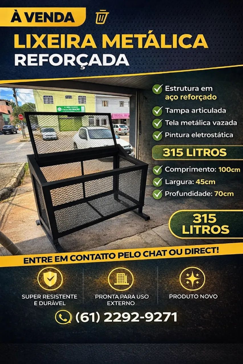 Lixeira Metálica Reforçada