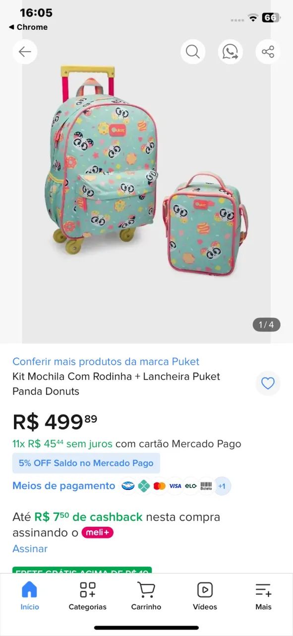 Mochila com Rodinhas e Lancheira Puket  - Foto 4