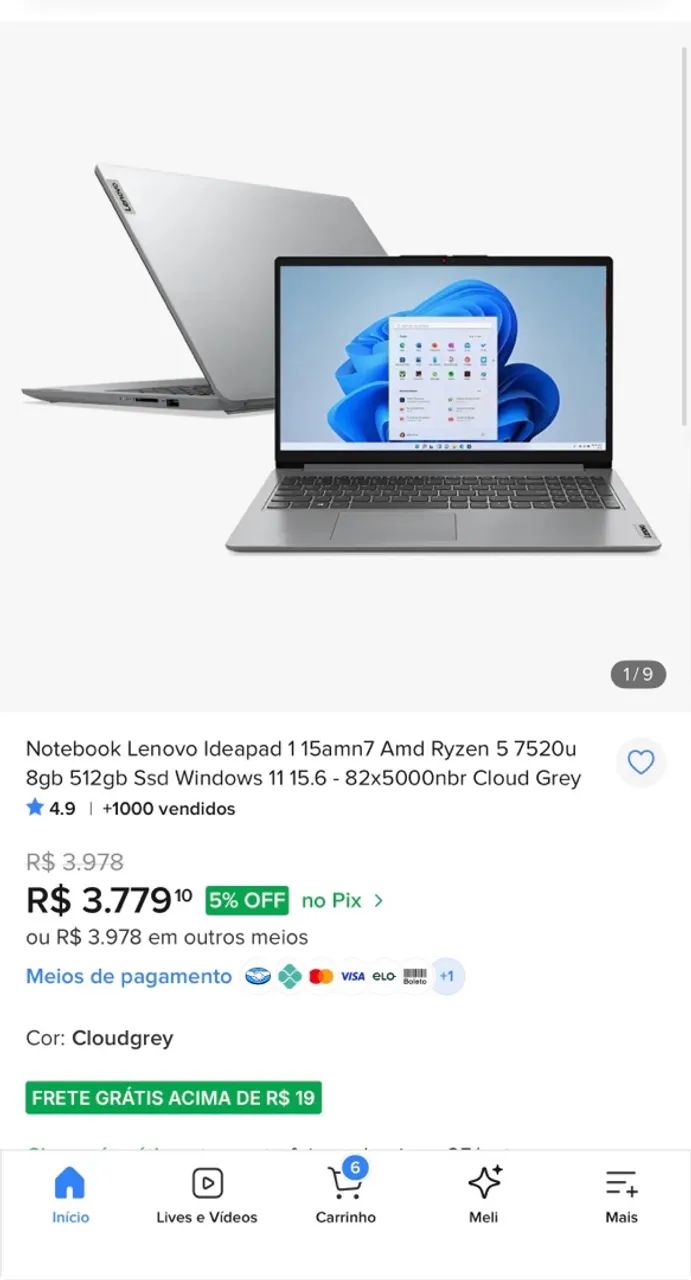 Notebook Lenovo Ideapad 1 15amn7  - Foto 5