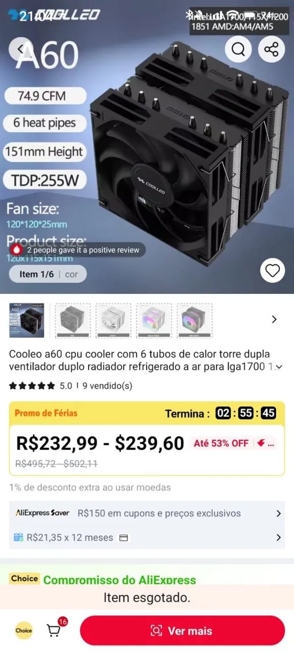 Cooler gamer processador - Foto 3