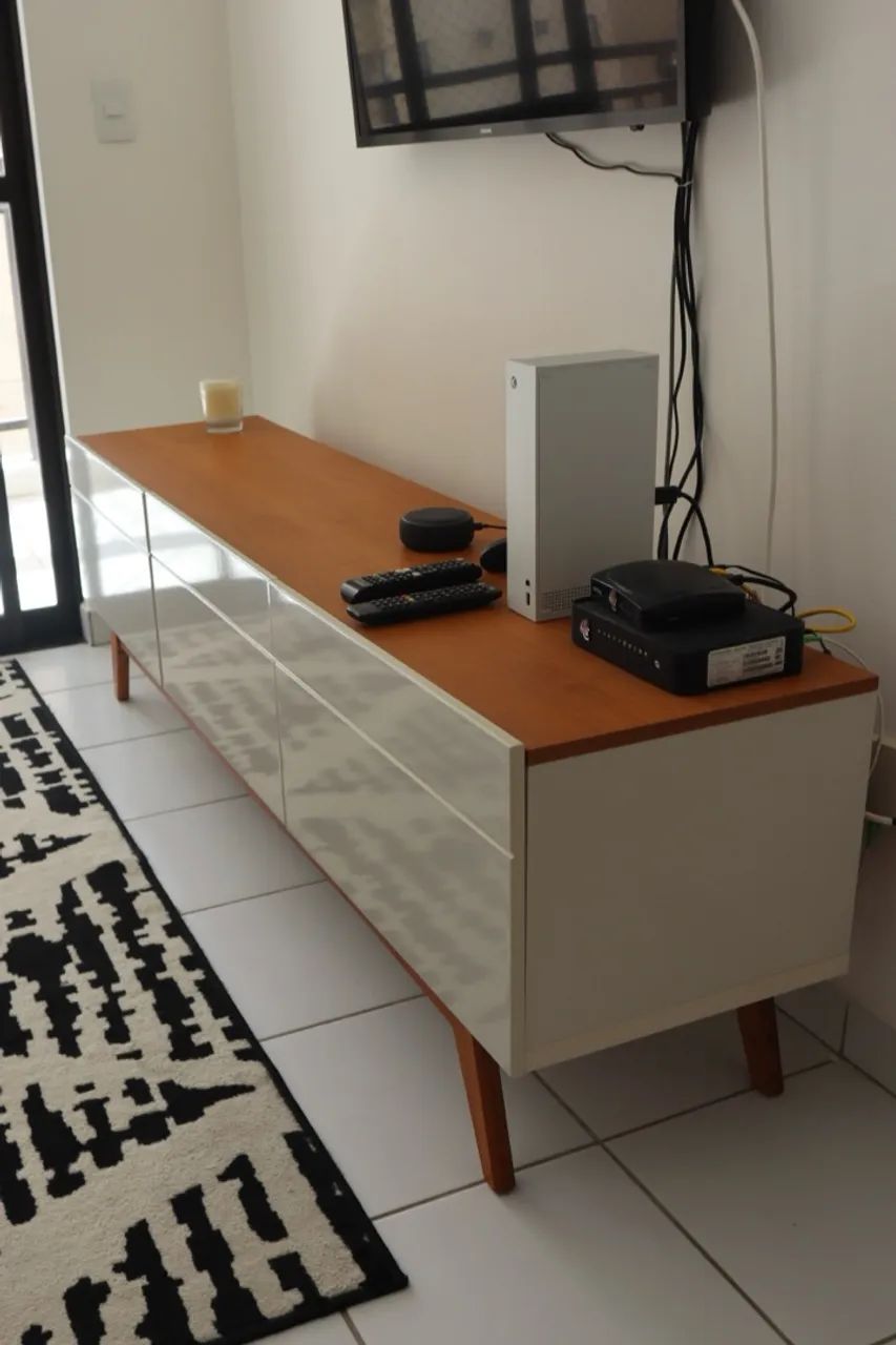 Rack para TV até 85 Polegadas 3 Gavetas Branco e Cedro - Foto 3