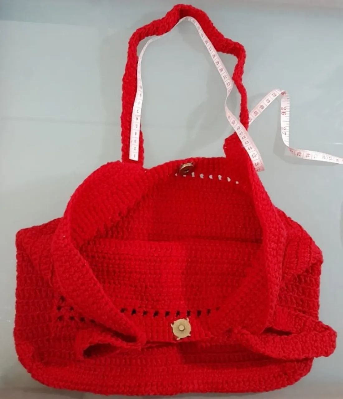 Bolsa vermelha em crochê - Foto 3