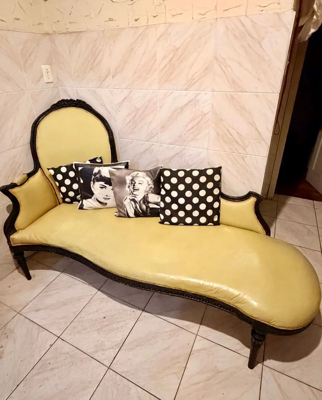 Divã chaise long recamier vintage antigo Luís xv - Foto 2